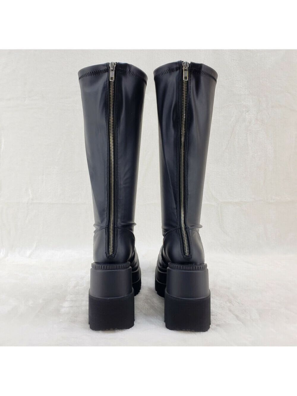 NIB Shaker 65WC Wide Calf Stretch Matte Platform 4.5" Wedge Heel Knee Boots NY - Picture 4 of 9